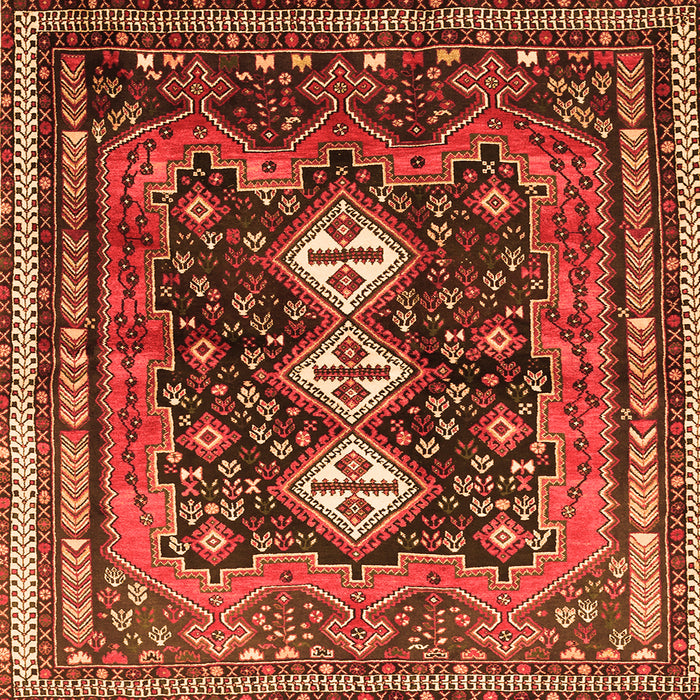 Round Machine Washable Persian Orange Traditional Area Rugs, wshtr741org