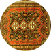 Round Persian Yellow Traditional Rug, tr741yw