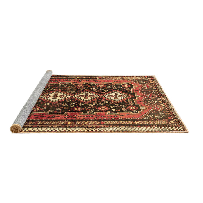 Sideview of Machine Washable Persian Brown Traditional Rug, wshtr741brn