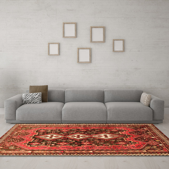 Machine Washable Persian Orange Traditional Area Rugs in a Living Room, wshtr741org