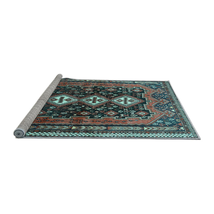 Sideview of Machine Washable Persian Light Blue Traditional Rug, wshtr741lblu