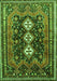 Serging Thickness of Machine Washable Persian Green Traditional Area Rugs, wshtr741grn