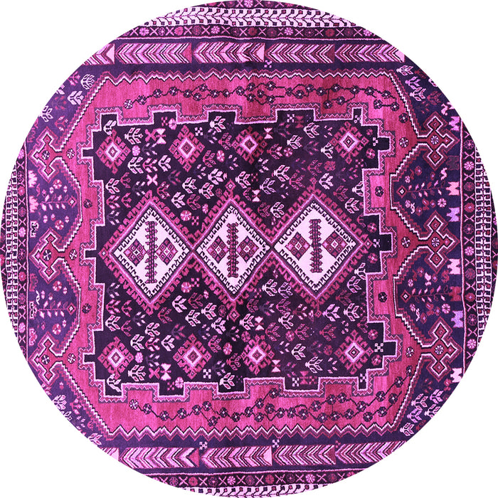 Round Machine Washable Persian Purple Traditional Area Rugs, wshtr741pur