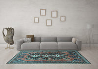 Machine Washable Persian Light Blue Traditional Rug, wshtr741lblu