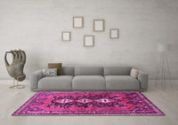 Machine Washable Persian Pink Traditional Rug, wshtr741pnk