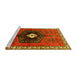 Sideview of Machine Washable Persian Yellow Traditional Rug, wshtr742yw