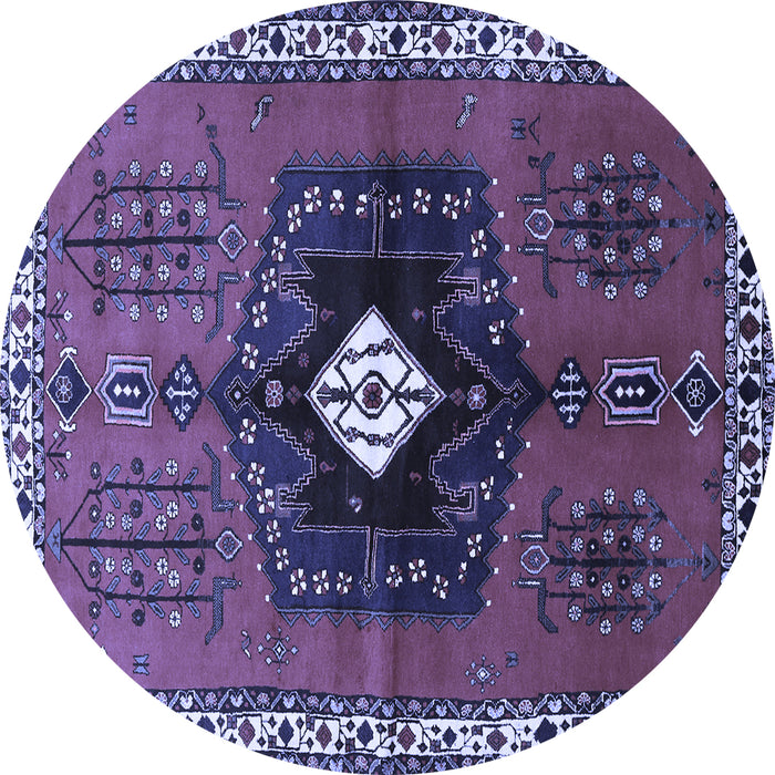 Round Machine Washable Persian Blue Traditional Rug, wshtr742blu