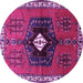 Round Machine Washable Persian Purple Traditional Area Rugs, wshtr742pur