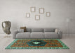 Machine Washable Persian Turquoise Traditional Area Rugs in a Living Room,, wshtr742turq