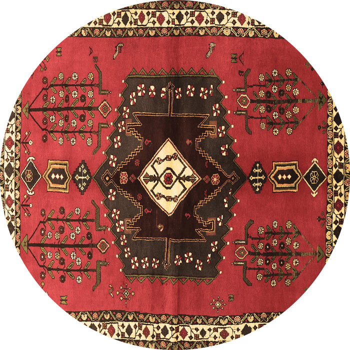 Round Machine Washable Persian Brown Traditional Rug, wshtr742brn