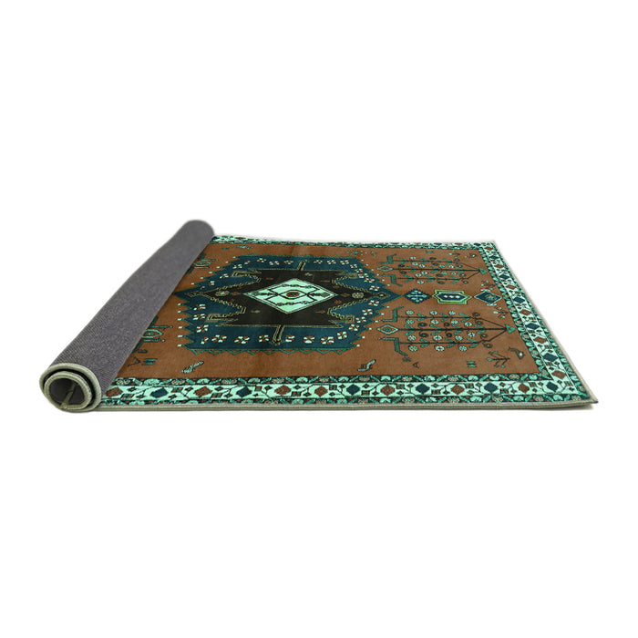 Sideview of Persian Turquoise Traditional Rug, tr742turq