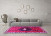 Machine Washable Persian Pink Traditional Rug in a Living Room, wshtr742pnk