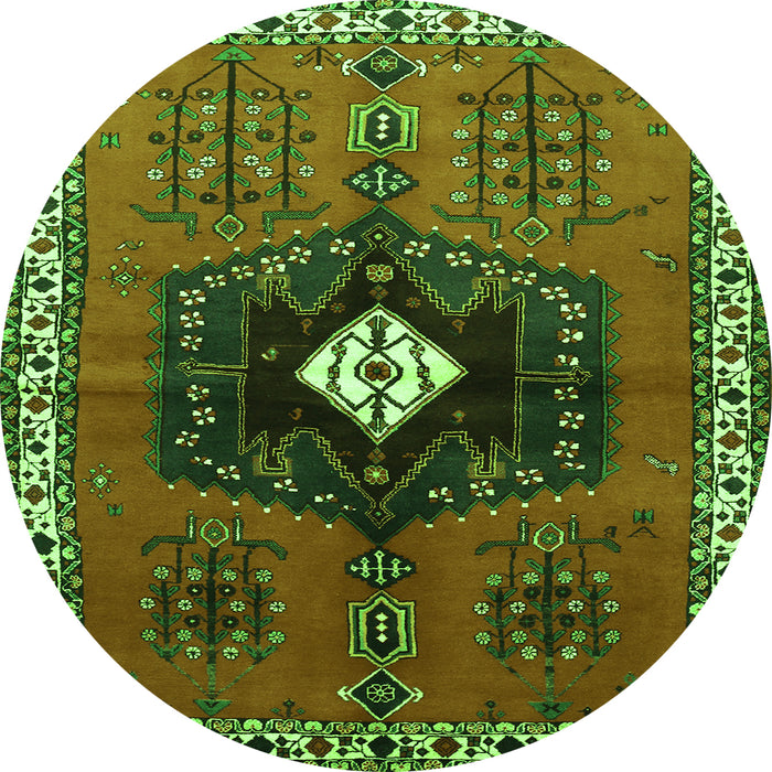 Square Persian Green Traditional Rug, tr742grn