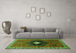 Machine Washable Persian Green Traditional Area Rugs in a Living Room,, wshtr742grn