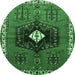Round Persian Emerald Green Traditional Rug, tr742emgrn