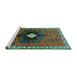 Sideview of Machine Washable Persian Turquoise Traditional Area Rugs, wshtr742turq