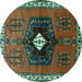 Round Persian Turquoise Traditional Rug, tr742turq