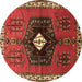 Round Persian Brown Traditional Rug, tr742brn