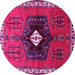 Round Persian Pink Traditional Rug, tr742pnk