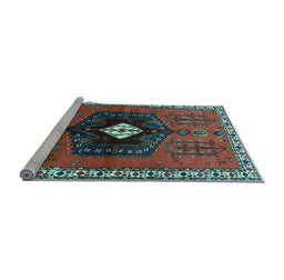 Sideview of Machine Washable Persian Light Blue Traditional Rug, wshtr742lblu