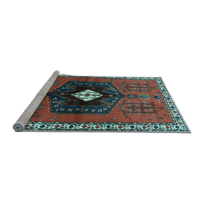 Sideview of Machine Washable Persian Light Blue Traditional Rug, wshtr742lblu