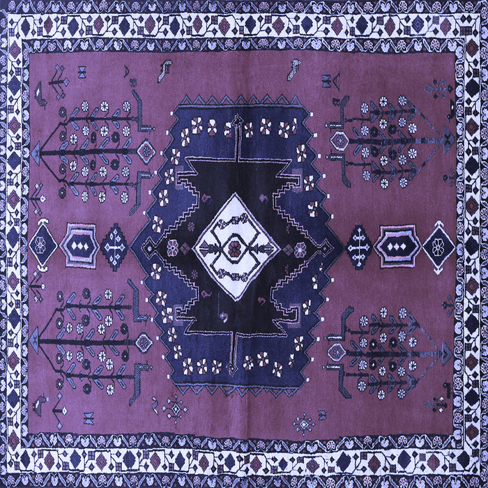 Square Machine Washable Persian Blue Traditional Rug, wshtr742blu