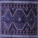 Square Machine Washable Persian Blue Traditional Rug, wshtr743blu