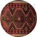 Round Persian Brown Traditional Rug, tr743brn