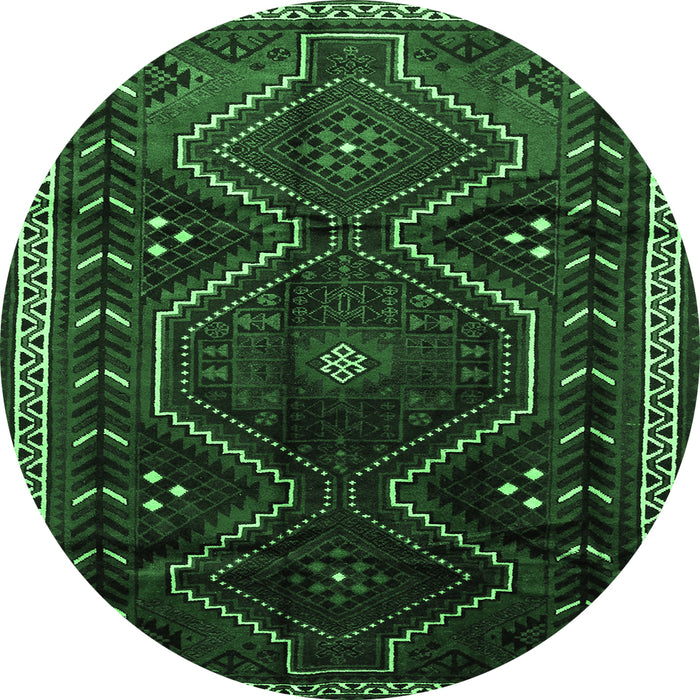 Round Persian Emerald Green Traditional Rug, tr743emgrn