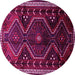 Round Persian Pink Traditional Rug, tr743pnk