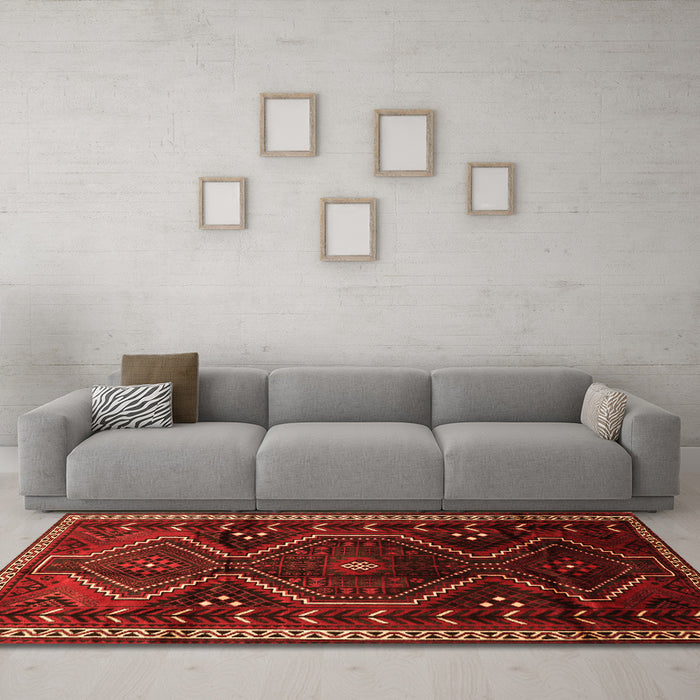 Machine Washable Persian Orange Traditional Area Rugs in a Living Room, wshtr743org