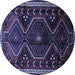Round Persian Blue Traditional Rug, tr743blu