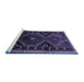 Sideview of Machine Washable Persian Blue Traditional Rug, wshtr743blu