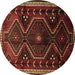 Round Machine Washable Persian Brown Traditional Rug, wshtr743brn