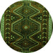 Square Persian Green Traditional Rug, tr743grn