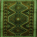 Round Machine Washable Persian Green Traditional Area Rugs, wshtr743grn