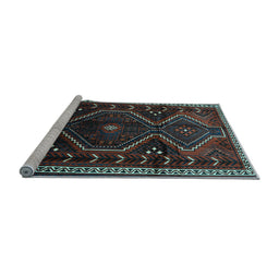 Sideview of Machine Washable Persian Light Blue Traditional Rug, wshtr743lblu