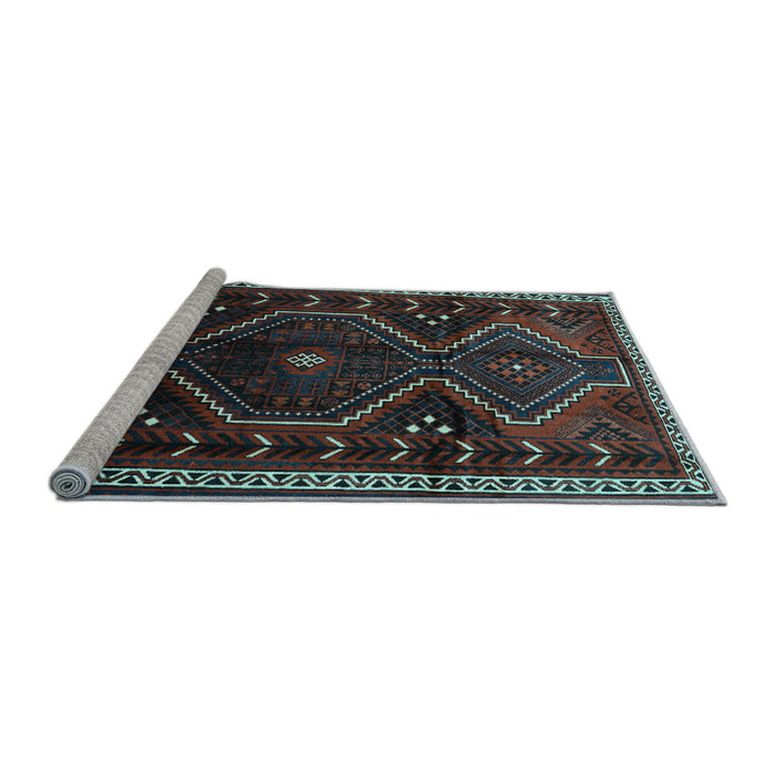 Sideview of Machine Washable Persian Light Blue Traditional Rug, wshtr743lblu