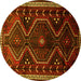 Round Persian Yellow Traditional Rug, tr743yw