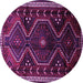 Round Persian Purple Traditional Rug, tr743pur