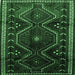 Square Machine Washable Persian Emerald Green Traditional Area Rugs, wshtr743emgrn