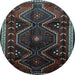 Round Persian Light Blue Traditional Rug, tr743lblu