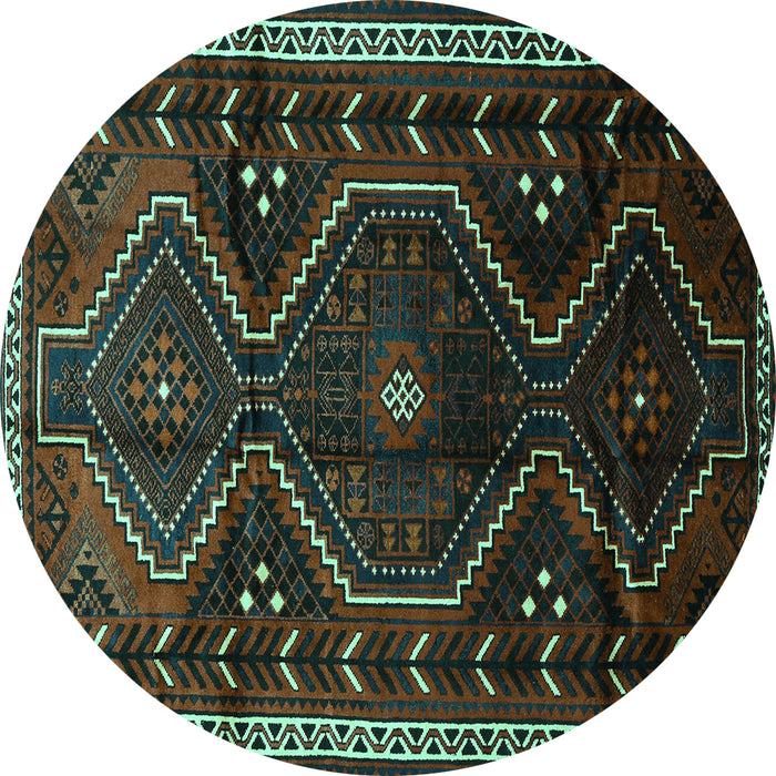 Round Persian Turquoise Traditional Rug, tr743turq