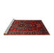 Sideview of Machine Washable Traditional Chestnut Brown Rug, wshtr744