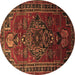 Round Machine Washable Persian Brown Traditional Rug, wshtr744brn