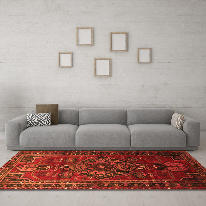 Machine Washable Persian Orange Traditional Area Rugs in a Living Room, wshtr744org