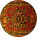 Round Persian Yellow Traditional Rug, tr744yw