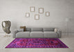 Machine Washable Persian Purple Traditional Area Rugs in a Living Room, wshtr744pur