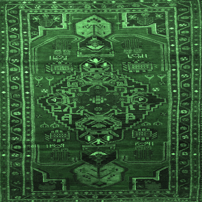 Square Persian Emerald Green Traditional Rug, tr744emgrn