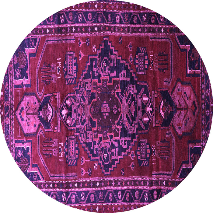 Round Persian Purple Traditional Rug, tr744pur